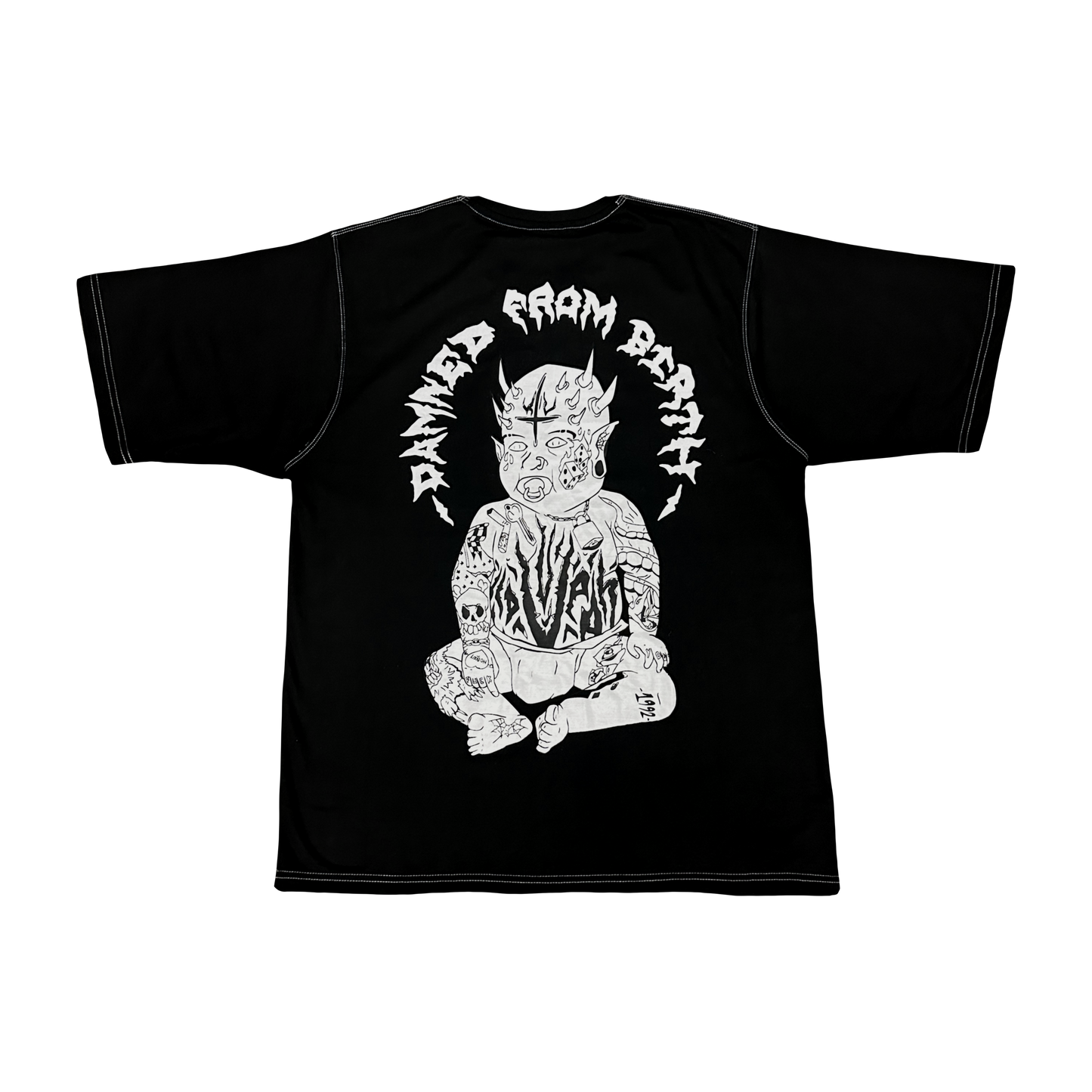"DAMNED" BLACK TATTOO BABY OVERSIZE TEE