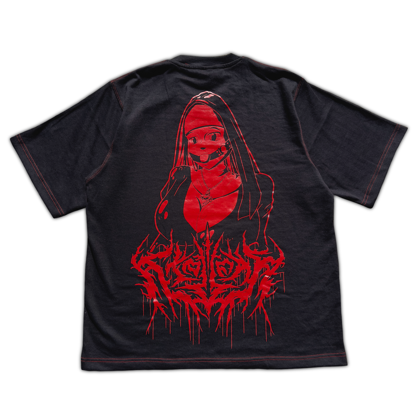 "UNHOLY" BLACK AND RED NUN OVERSIZE TEE