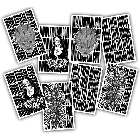 "STICKERSLAP" 8 PACK BLACK AND WHITE STICKER PACK