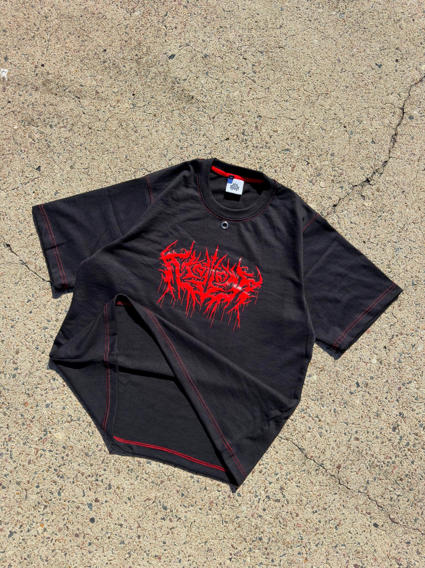 "UNHOLY" BLACK AND RED NUN OVERSIZE TEE